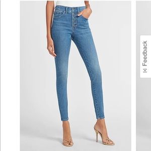 Express Mid Rise Button Fly Skinny Jeans
